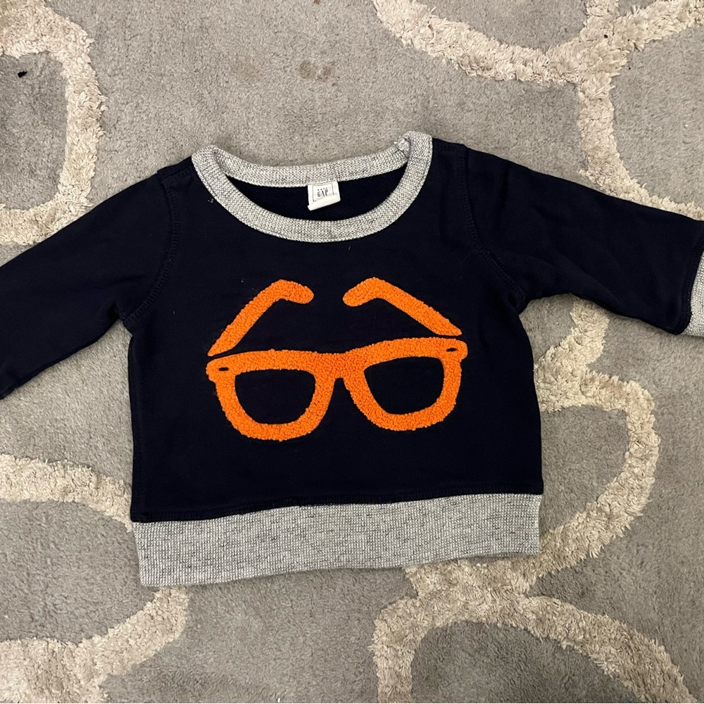 babyGAP Navy and Orange glasses Graphic Sweatshirt